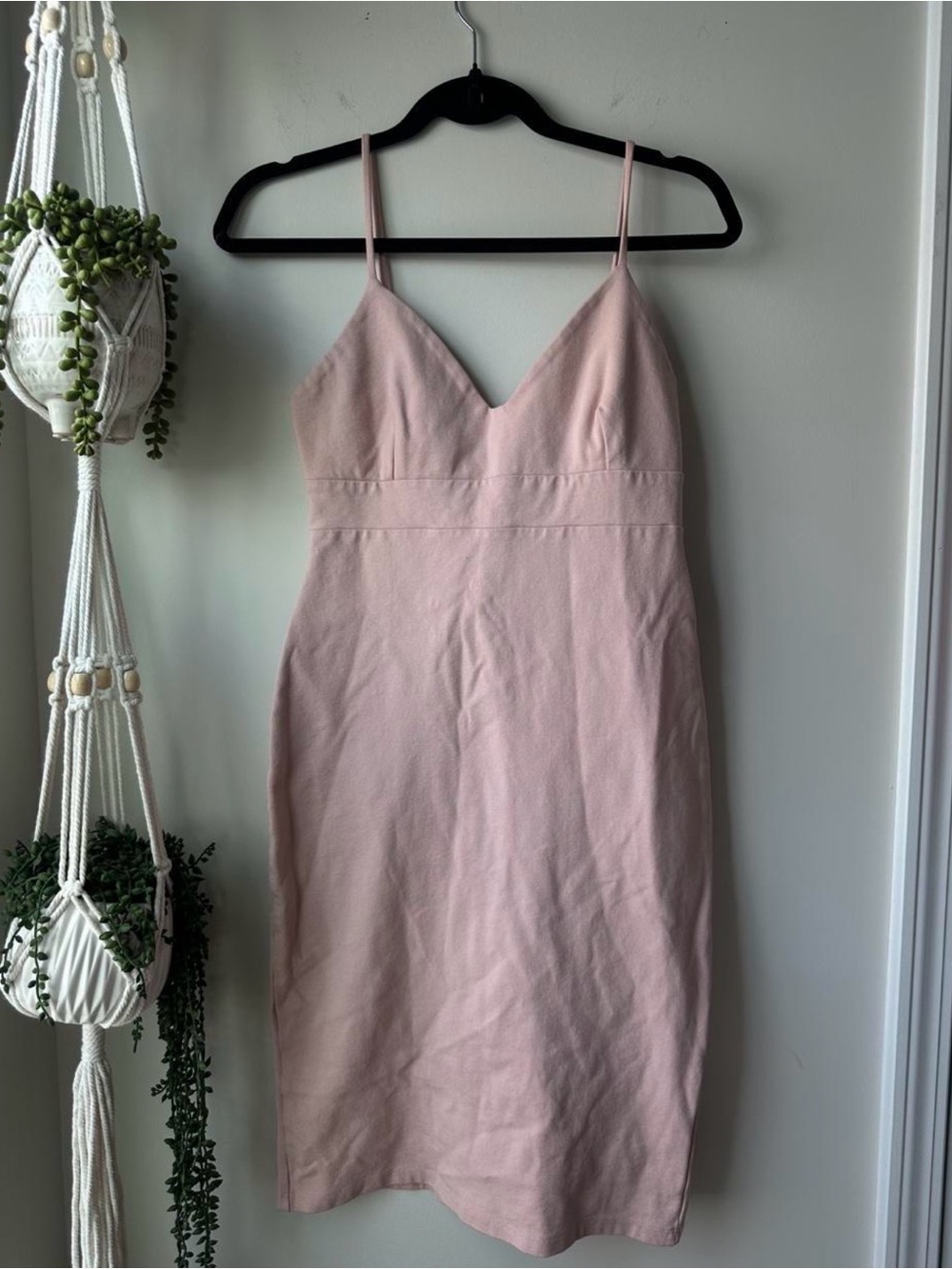 Lulu's Blush Pink Spaghetti-Strap Midi Sheath Dress